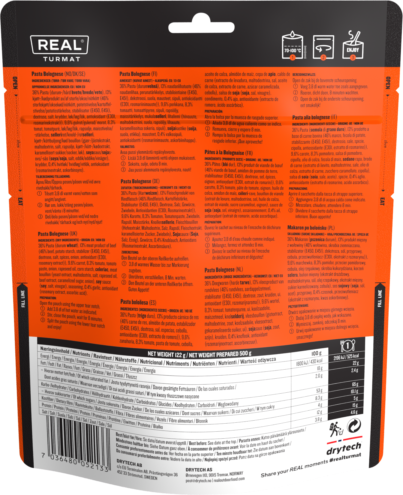 Real Turmat Pasta Bolognese – bagside